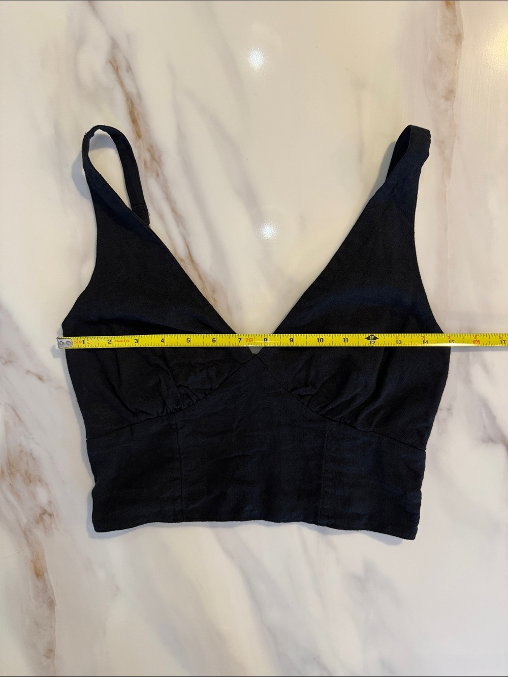 Abercrombie & Fitch Linen Smocked Back Cropped Tank Top Shirt Small Black - Picture 7 of 9